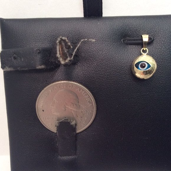 Men's/Women's 14k  Real Gold EVIL EYE Luck Charm .7gr - Picture 2 of 6